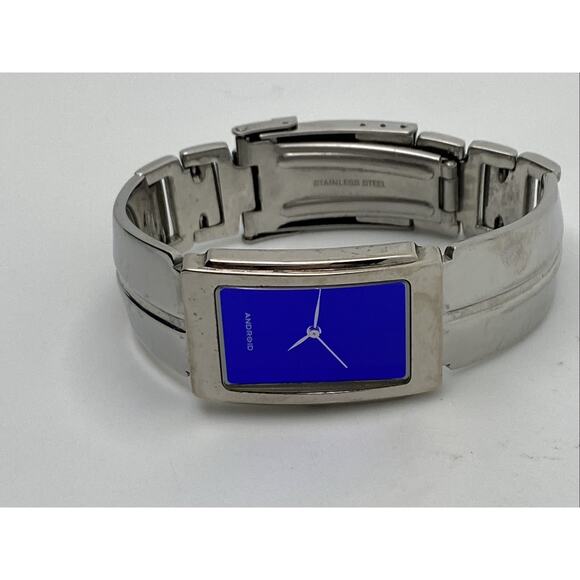 VNT Android OKO Designs Blue Face Wristwatch 1999 Stainless Steel Band USA Made - Picture 7 of 16